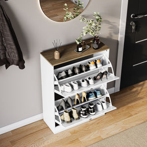2 Drawer Shoe Cabinet, White & Oak