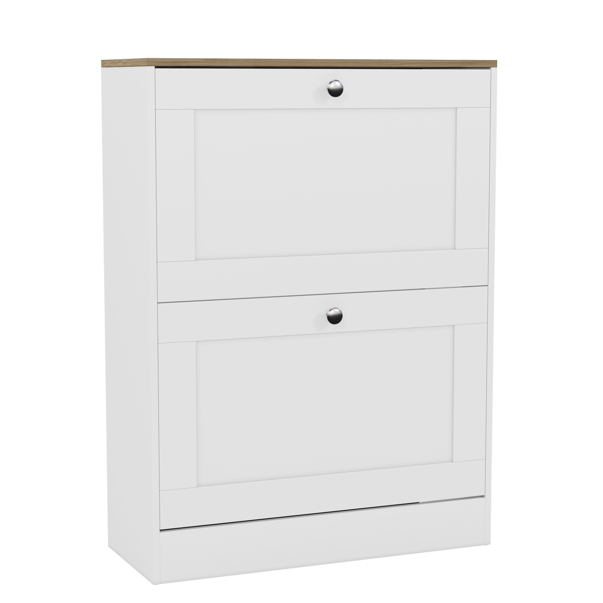 2 Drawer Shoe Cabinet, White & Oak