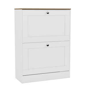 2 Drawer Shoe Cabinet, White & Oak