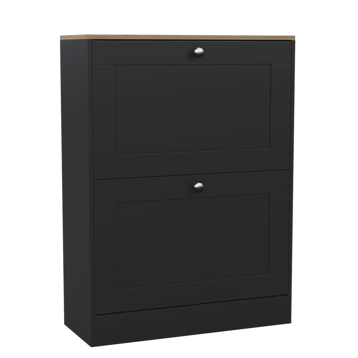 2 Drawer Shoe Cabinet, Black & Oak