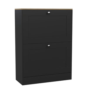 2 Drawer Shoe Cabinet, Black & Oak
