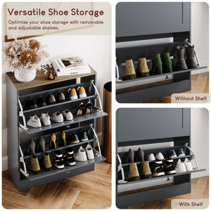 2 Drawer Shoe Cabinet, Grey & Oak