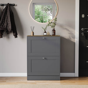 2 Drawer Shoe Cabinet, Grey & Oak