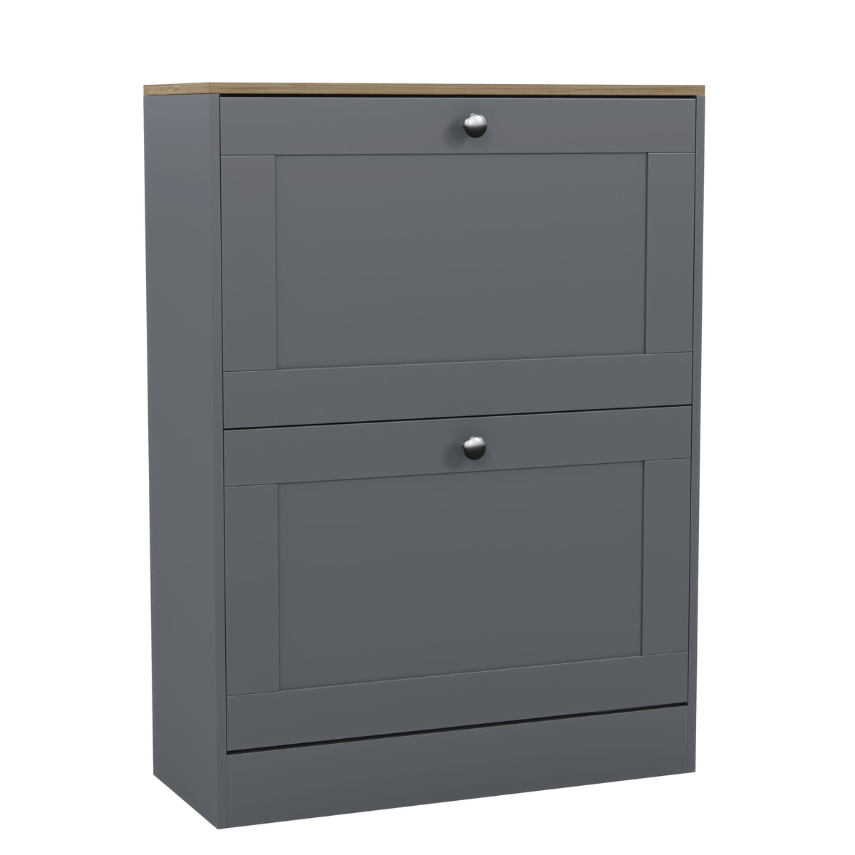 2 Drawer Shoe Cabinet, Grey & Oak