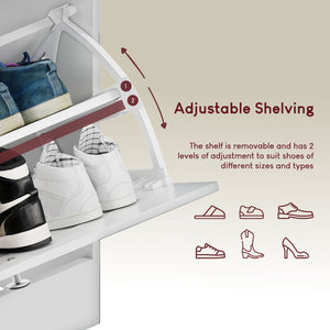 3 Drawer Shoe Cabinet, White & Oak