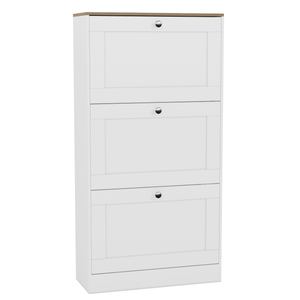 3 Drawer Shoe Cabinet, White & Oak