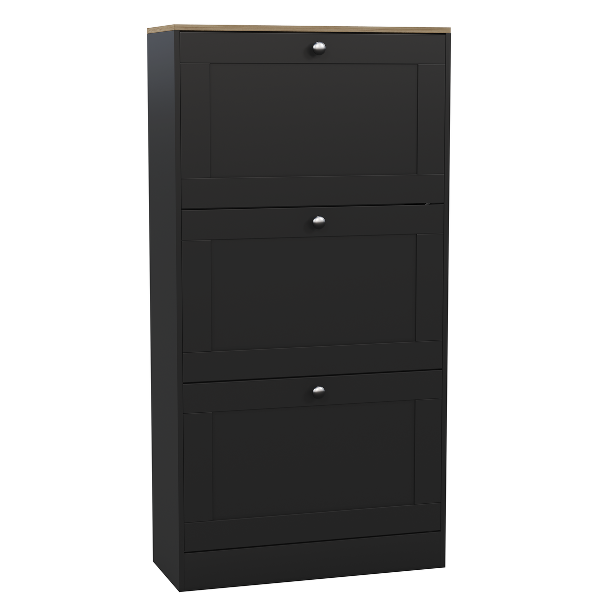 3 Drawer Shoe Cabinet, Black & Oak