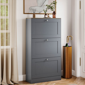 3 Drawer Shoe Cabinet, Grey & Oak