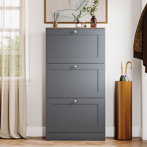 3 Drawer Shoe Cabinet, Grey & Oak
