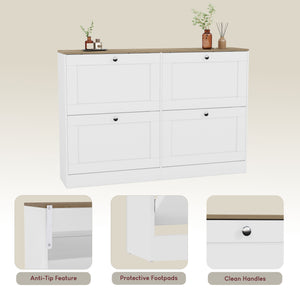 4 Drawer Shoe Cabinet, White & Oak