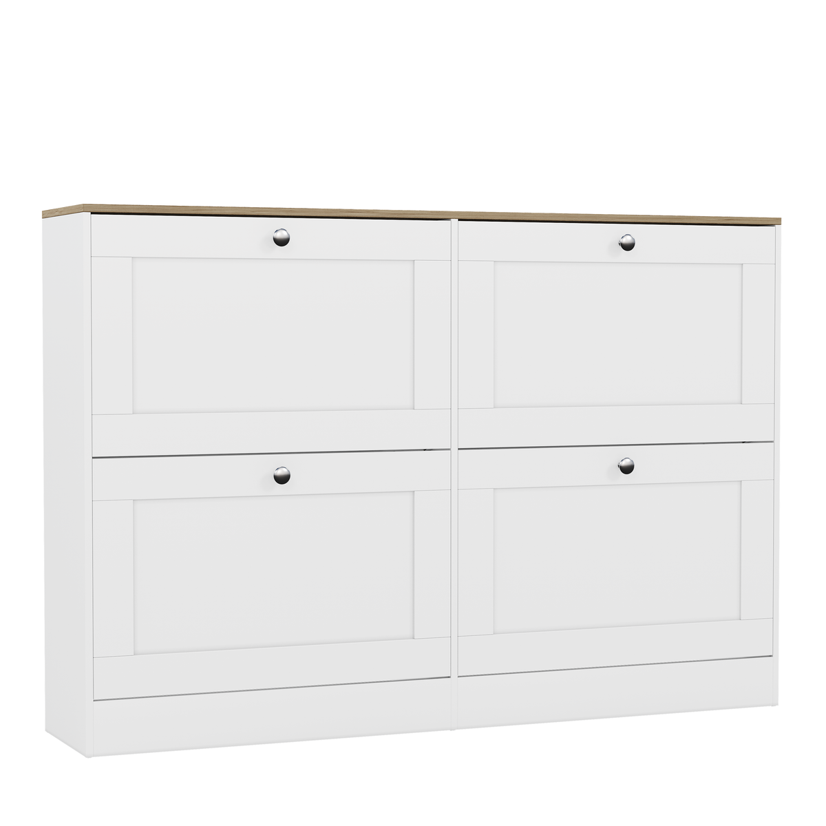 4 Drawer Shoe Cabinet, White & Oak