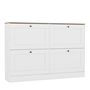 4 Drawer Shoe Cabinet, White & Oak