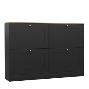 4 Drawer Shoe Cabinet, Black & Oak