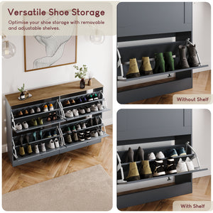 4 Drawer Shoe Cabinet, Grey & Oak