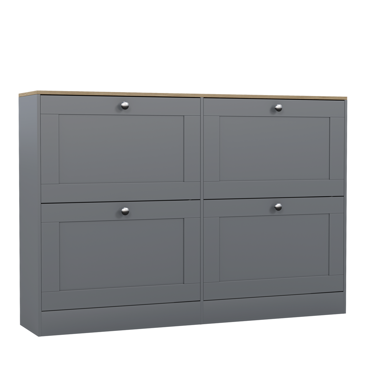 4 Drawer Shoe Cabinet, Grey & Oak