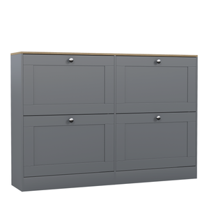 4 Drawer Shoe Cabinet, Grey & Oak