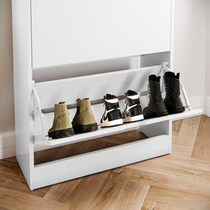 2 Drawer Shoe Cabinet With Shelf, White