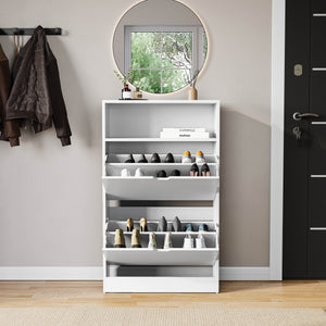 2 Drawer Shoe Cabinet With Shelf, White