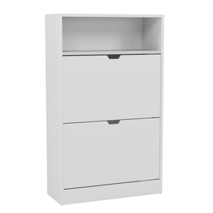 2 Drawer Shoe Cabinet With Shelf, White