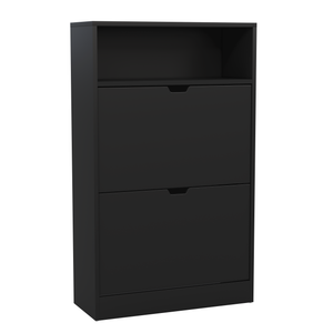 2 Drawer Shoe Cabinet With Shelf, Black