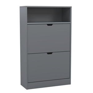 2 Drawer Shoe Cabinet With Shelf, Grey
