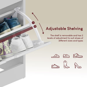 3 Drawer Shoe Cabinet With Shelf, White