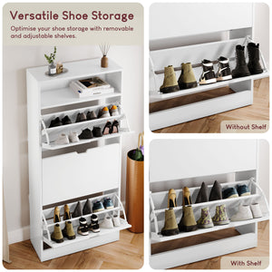 3 Drawer Shoe Cabinet With Shelf, White