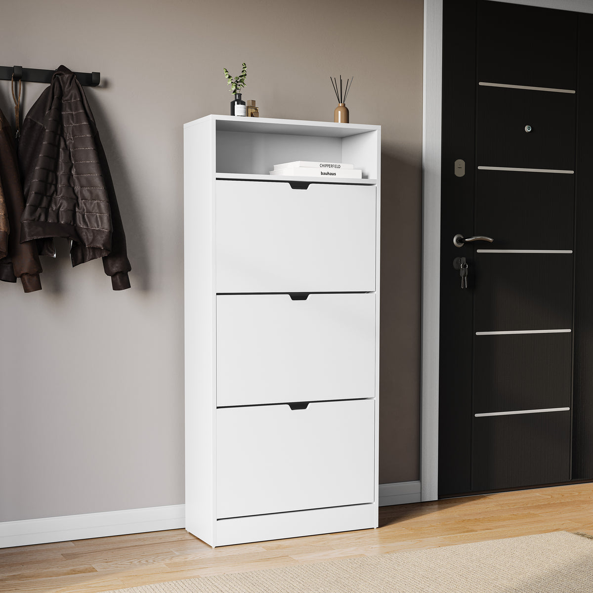 3 Drawer Shoe Cabinet With Shelf, White