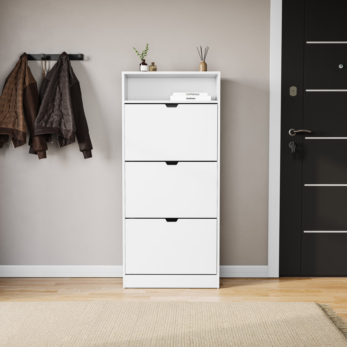 3 Drawer Shoe Cabinet With Shelf, White