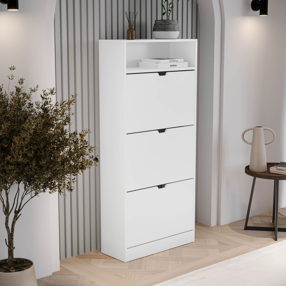 3 Drawer Shoe Cabinet With Shelf, White