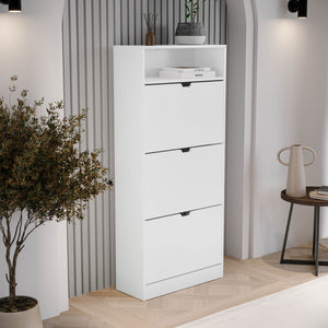 3 Drawer Shoe Cabinet With Shelf, White