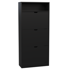 3 Drawer Shoe Cabinet With Shelf, Black