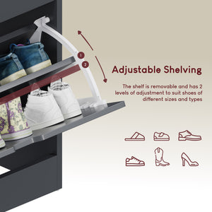 3 Drawer Shoe Cabinet With Shelf, Grey