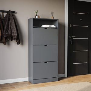 3 Drawer Shoe Cabinet With Shelf, Grey