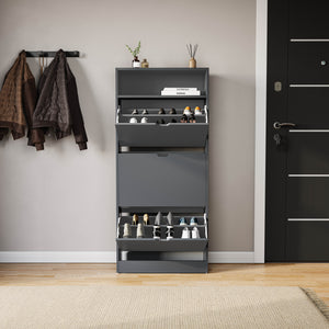 3 Drawer Shoe Cabinet With Shelf, Grey