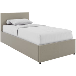 Veronica Single Ottoman Bed, Beige Linen