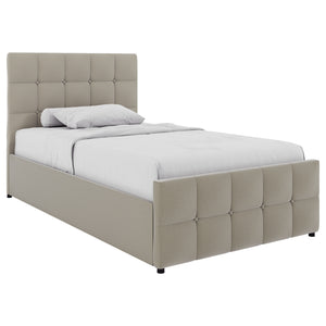 Valentina Single Ottoman Bed, Beige Linen