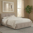 Vanita Single Beige linen ottoman storage bed for a stylish bedroom
