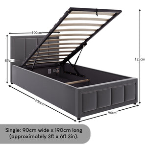 Vanita Single Ottoman Fabric Bed, Dark Grey