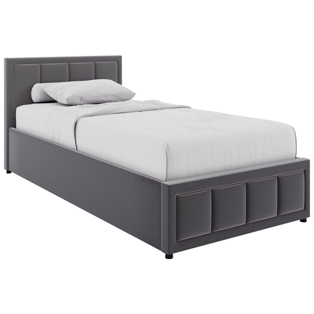 Vanita Single Ottoman Fabric Bed, Dark Grey