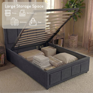 Vanita Single Ottoman Fabric Bed, Dark Grey