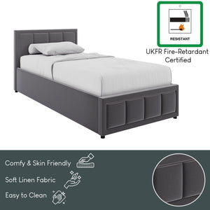 Vanita Single Ottoman Fabric Bed, Dark Grey