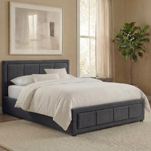 Vanita Single Ottoman Fabric Bed, Dark Grey