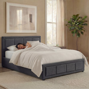 Vanita Single Ottoman Fabric Bed, Dark Grey