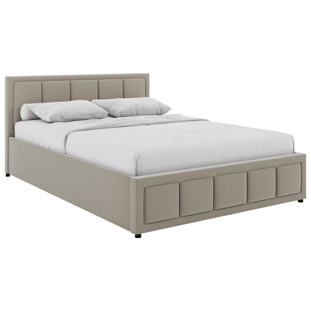 Vanita Double Fabric Ottoman Bed, Beige UKFR