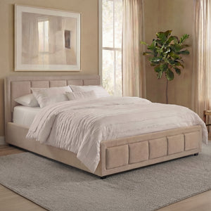 Vanita Double Fabric Ottoman Bed, Beige UKFR