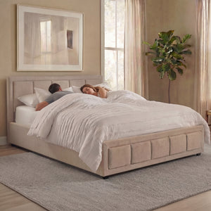 Vanita Double Fabric Ottoman Bed, Beige UKFR
