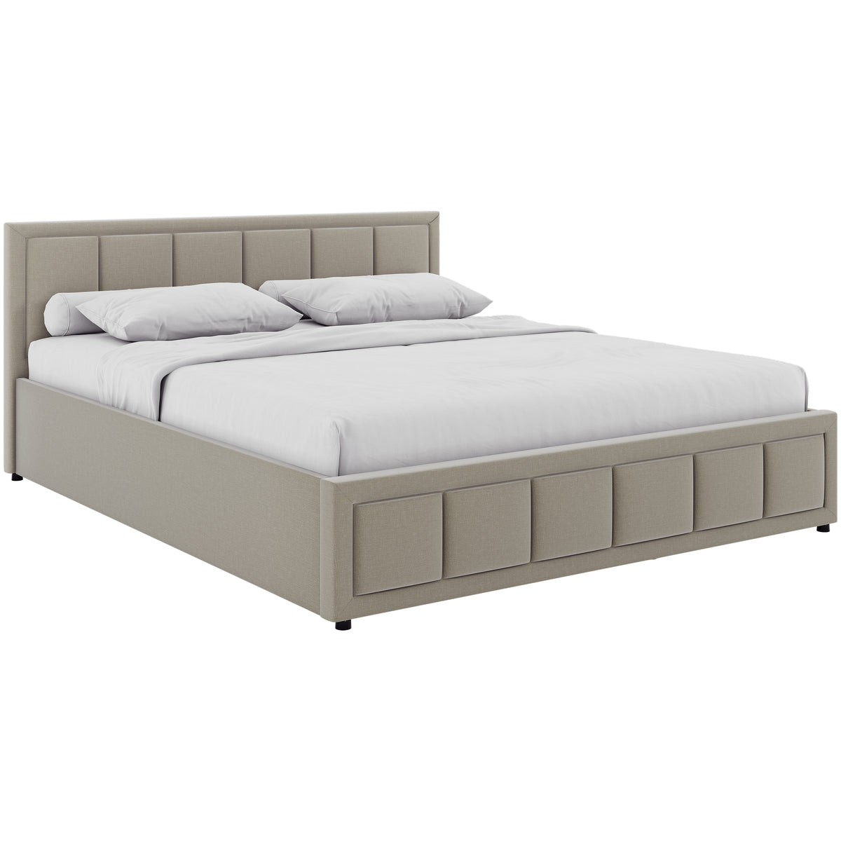 Vanita King Size Fabric Ottoman Bed, Beige UKFR