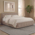 Vanita King Size Fabric Ottoman Bed, Beige upholstered ottoman bed with lift-up storage
