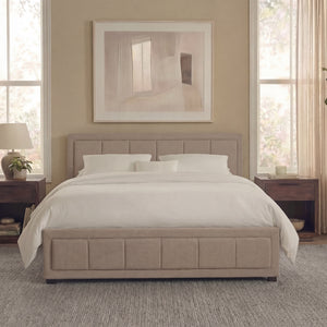 Vanita King Size Fabric Ottoman Bed, Beige UKFR